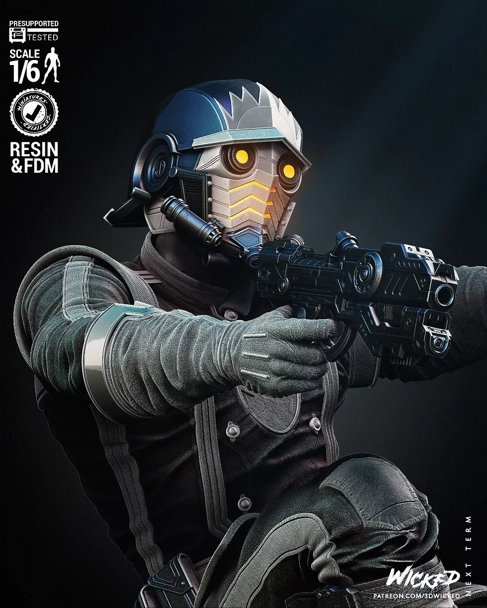 Miniatura: Star Lord Comic Version -1 Sin pintar - Kit de modelo de resina + Base - W3D - Varias escalas