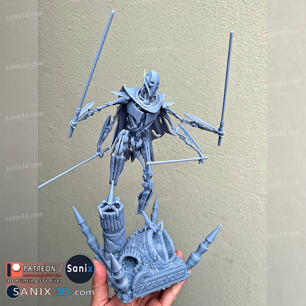 Miniatura: Generał Grievous - 1 x Niepomalowany duży model 3D z żywicy drukowany w zestawie i podstawa - SAN