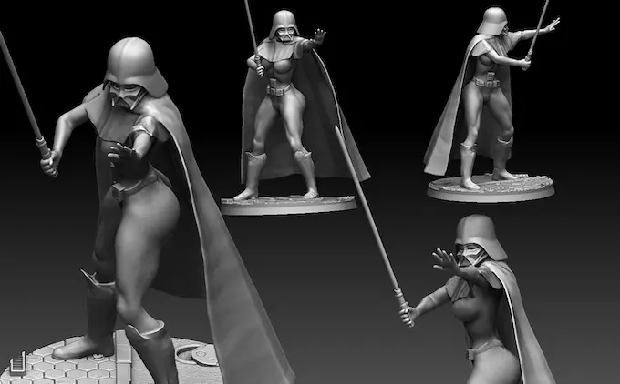 Miniatura: LadyVader - 1 x niepomalowany model z żywicy i podstawka - RAL - w różnych skalach