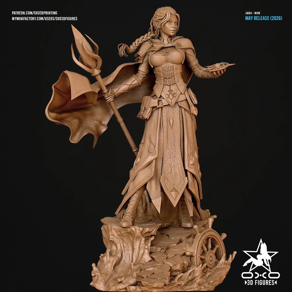 サムネイル： Jaina Proudmoore - 1 x Unpainted Large Scale 3D Resin Printed Model Kit - OXO