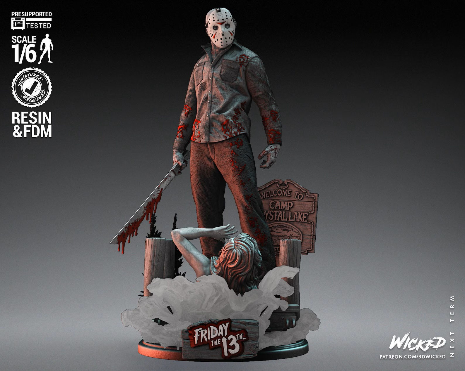 Jason Diorama - 1 x Unpainted Large 3D Resin Printed Model Kit and Base - W3D