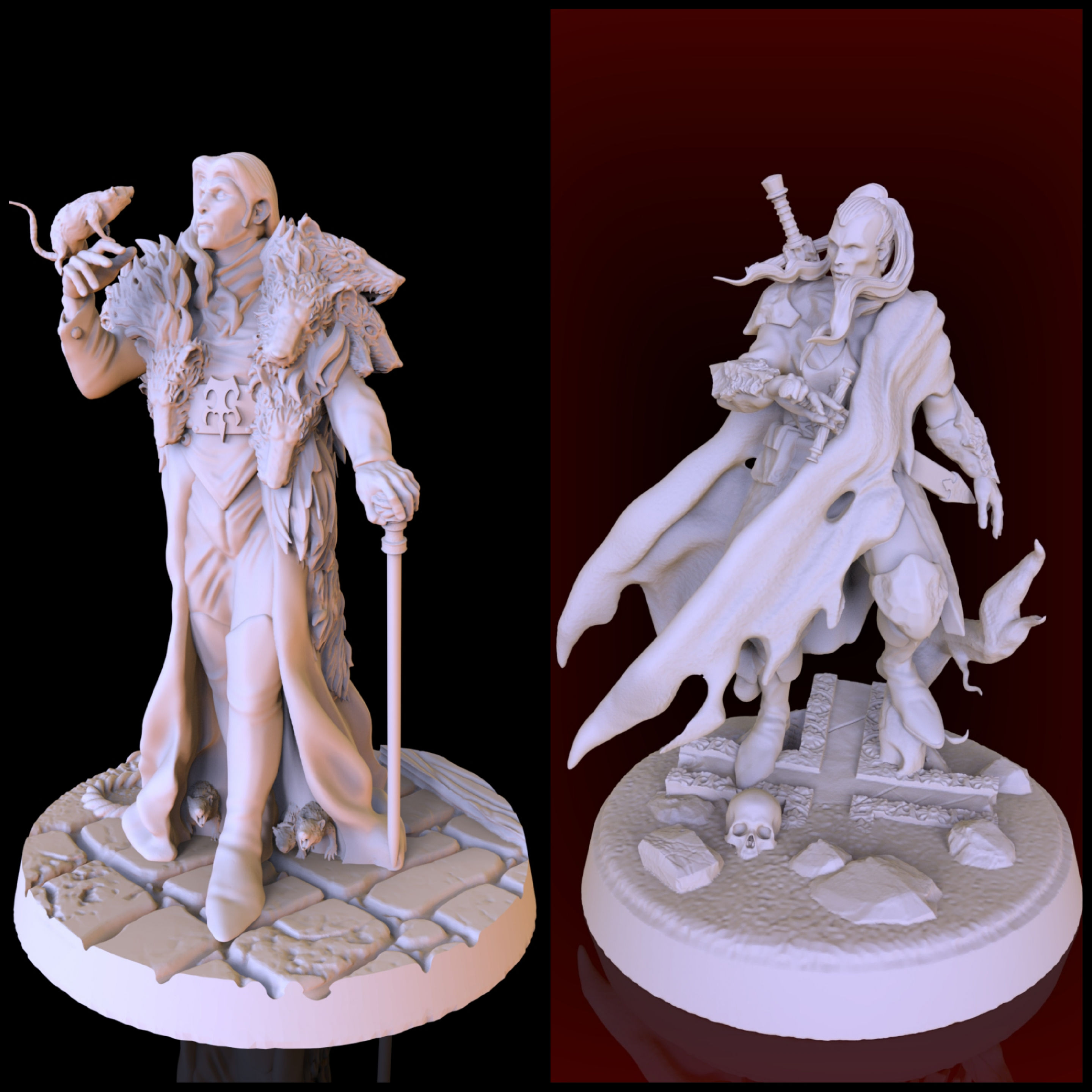 Vampire Lords - 2 x niepomalowane modele 3D z żywicy w skali + podstawa - w różnych skalach - MY