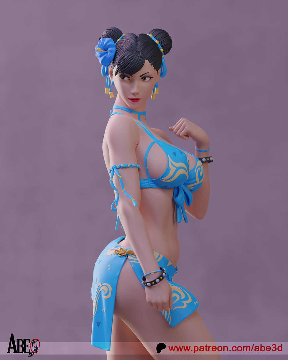 Miniature : Jupe bikini Chun Li - 1 x grand modèle en résine imprimée 3D non peinte + base - ABE