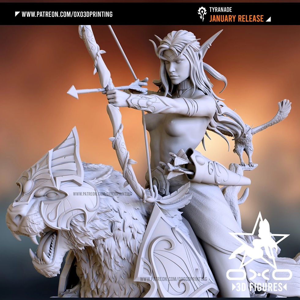 縮圖：Tyrande NSFW - 1 x Unpainted Large Scale 3D Resin Printed Model Kit + Base - OXO