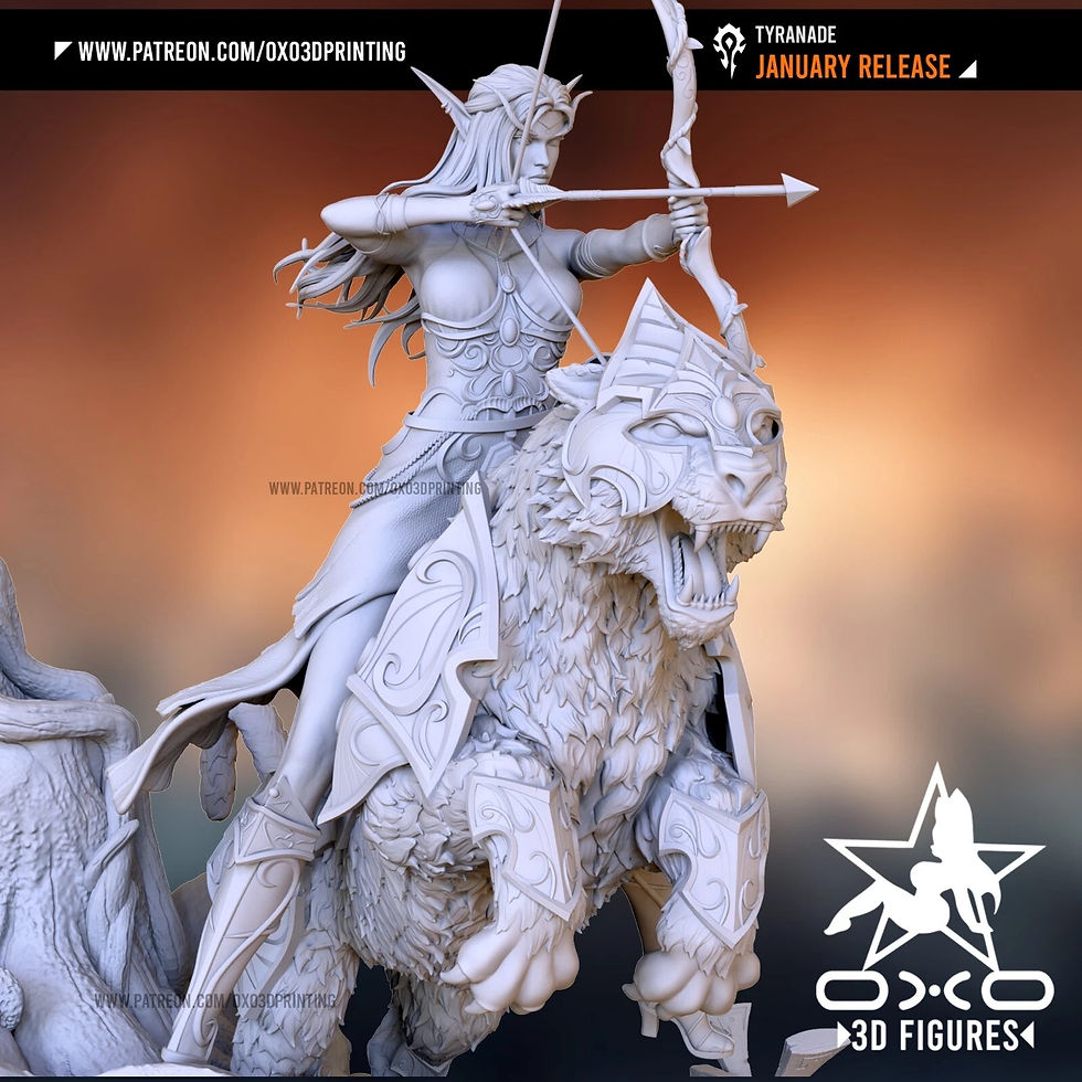 Miniature : Tyrande - 1 x Unpainted Large Scale 3D Resin Printed Model Kit and Base - OXO