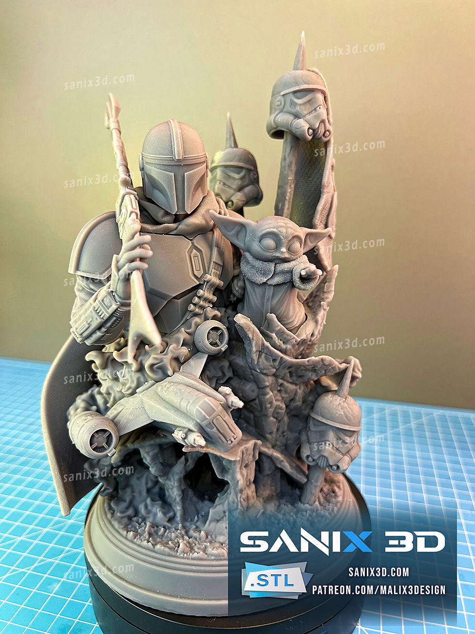 Miniature : Star Wars MANDO - 1 x Kit de modèle en résine imprimée 3D à grande échelle non peinte + base - SAN