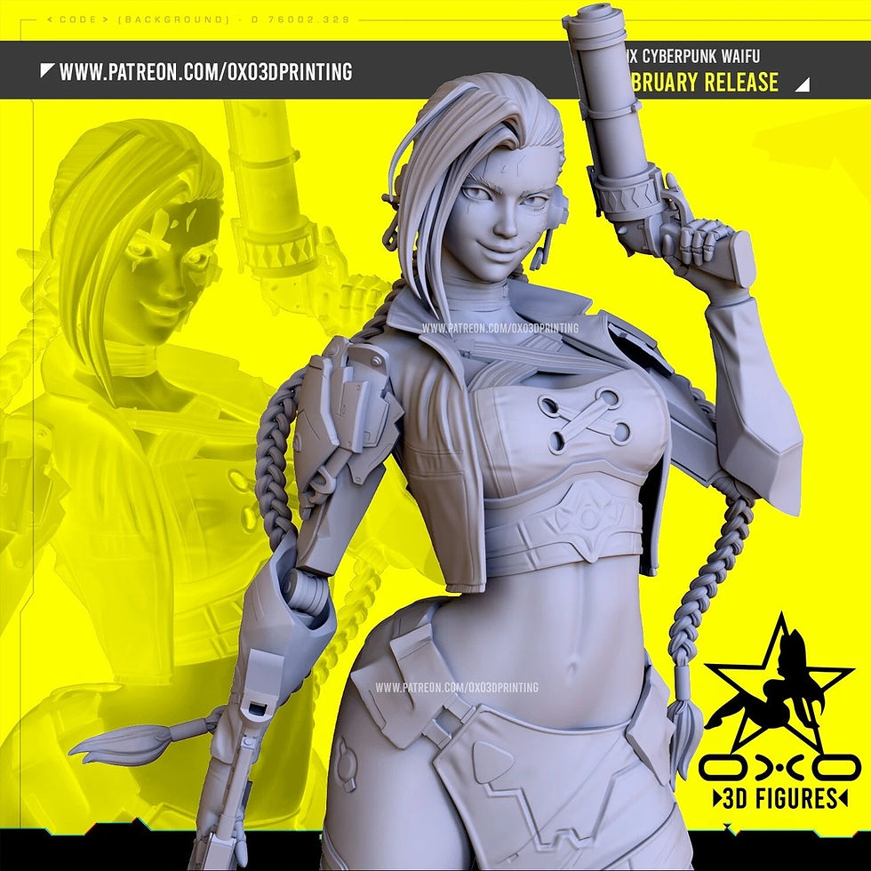 Miniaturbild: Jinx CyberPunk - 1 x Unpainted Large Scale 3D Resin Printed Model Kit +Base- OXO