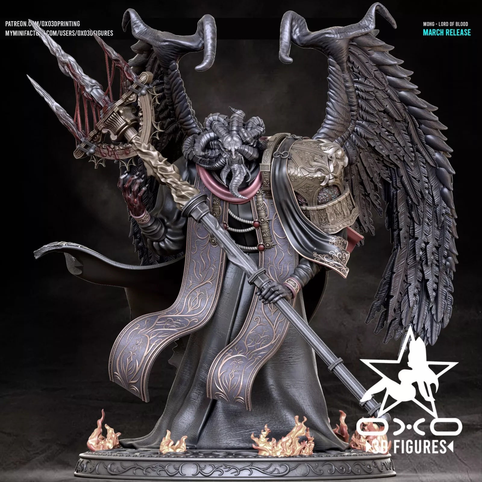 Mohg Seigneur du Sang - 1 x Grand modèle en résine imprimée en 3D non peint + Base - OXO