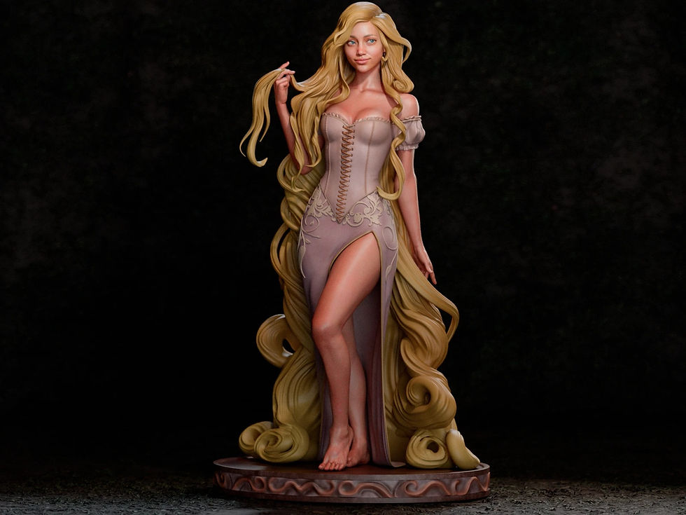 Miniatyrbild: Rapunzel - 1 x Unpainted Large Scale 3D Resin Printed Model Kit and Base - ca3d