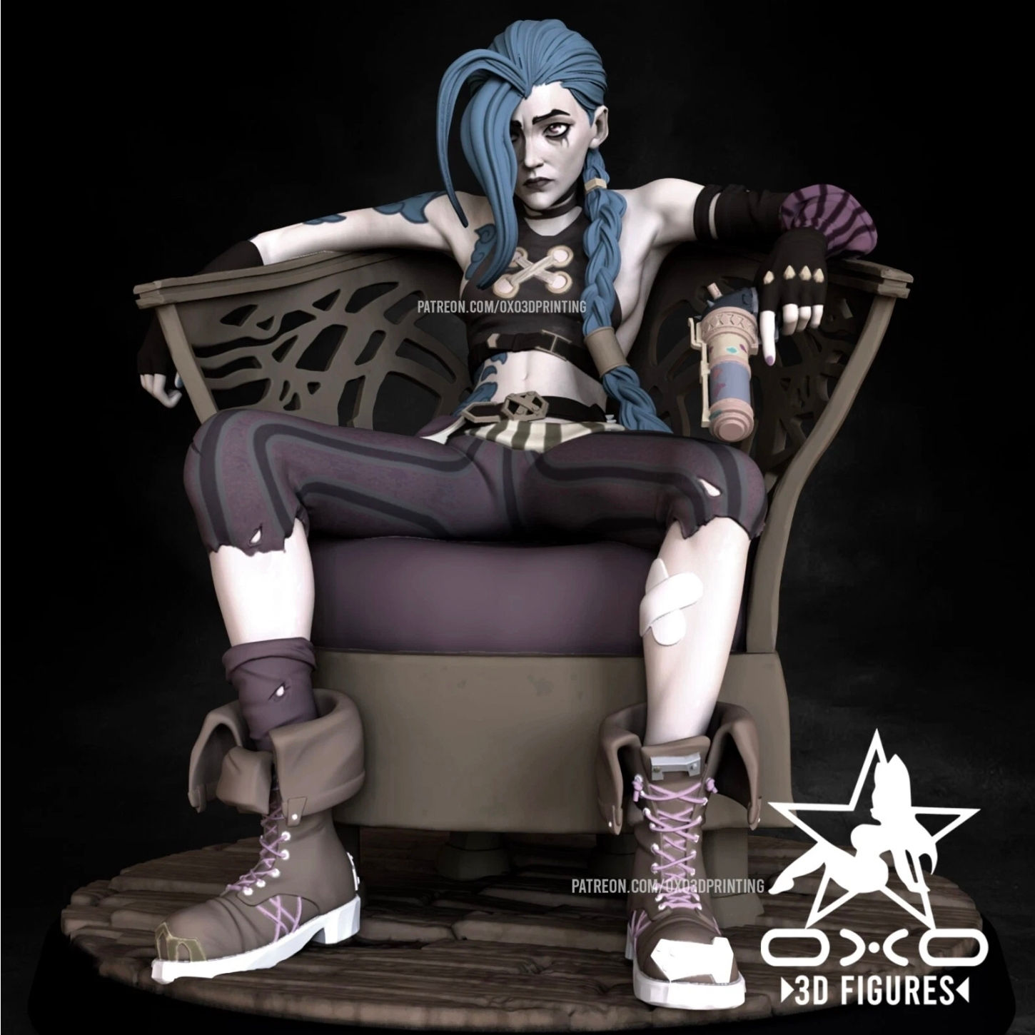 Jinx Arcane - 1 x Unpainted Large Scale 3D Resin Printed Model Kit + Base - OXO