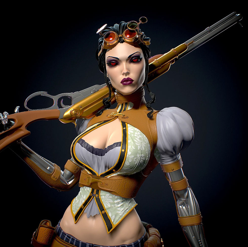 Miniatura: Lady Mechanika - 1 x Unpainted Large Scale 3D Printed Resin Model Kit +Base- YAN