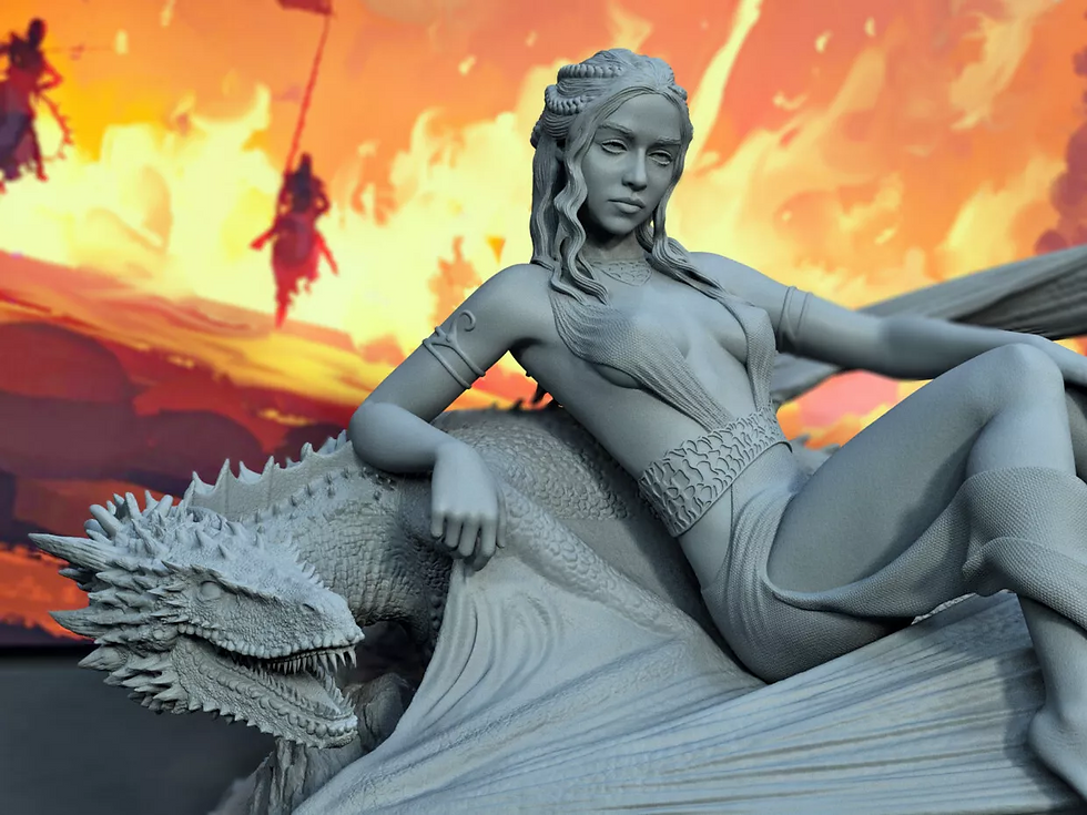 Miniatura: Madre de Dragones -NSFW- 1 Kit de modelo impreso en resina 3D grande sin pintar + Base - E3D