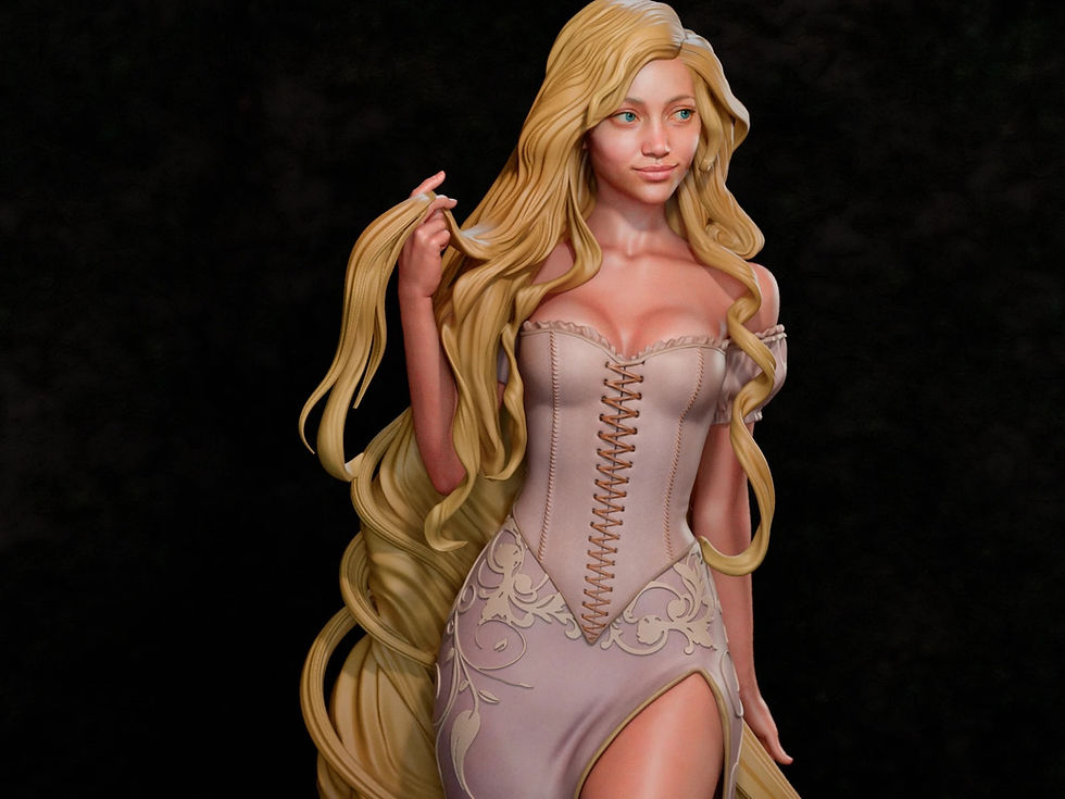 Thumbnail: Rapunzel - 1 x Unpainted Large Scale 3D Resin Printed Model Kit and Base - ca3d