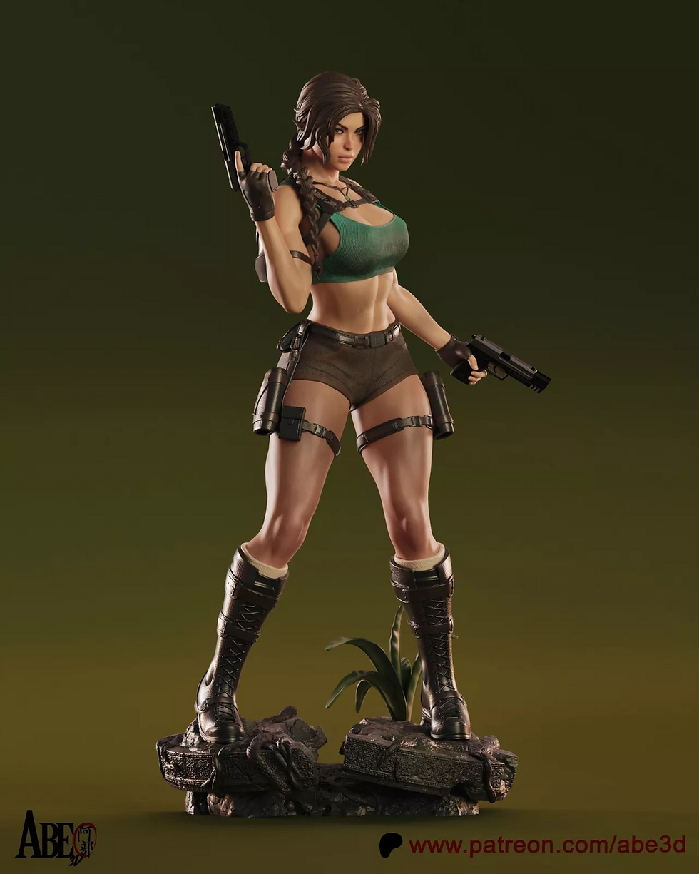 Miniature : Lara Croft - 1 kit de maquette en résine non peinte et socle - Différentes échelles - ABE