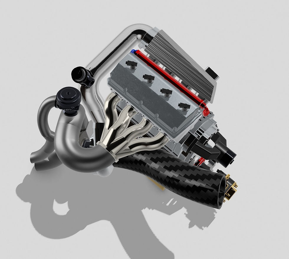 Miniatura: Silnik HEMI 4-cylindrowy turbo drag half hemi - model drukowany w 3D - 1/64 - MCS