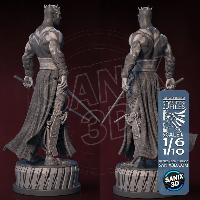 Miniatyrbild: ASHOKA och Darth Maul - 2 x Omålade Stora 3D-Hartstryckta Modellbyggsatser - SAN