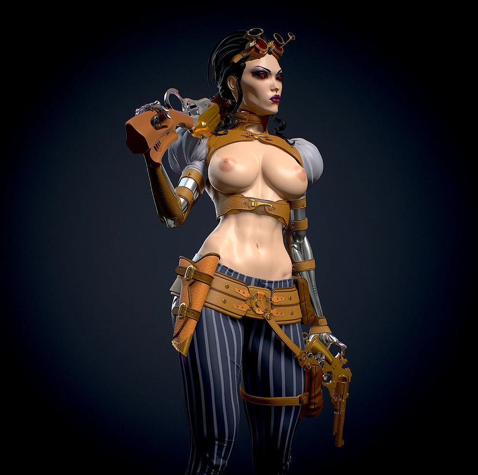 Miniature : Lady Mechanika NSFW - 1 x Unpainted Large Scale 3D Printed Resin Model Kit - YAN