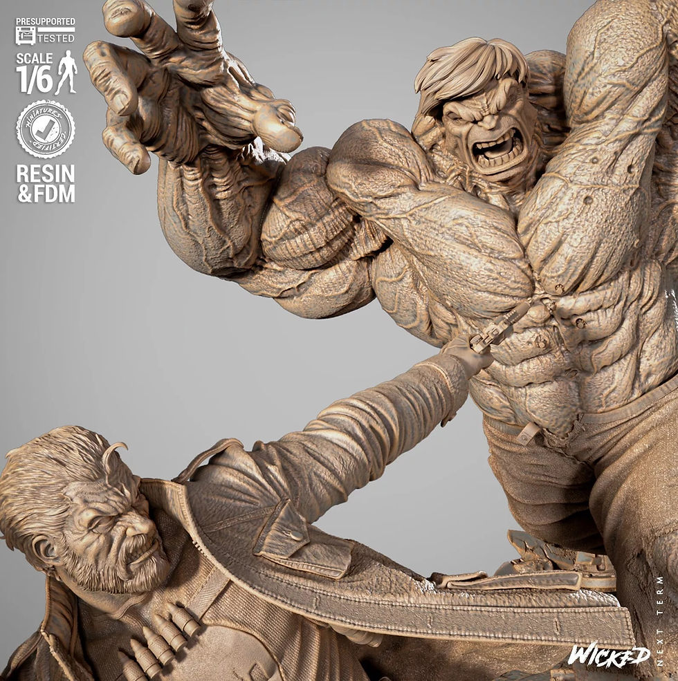 Miniatura: Hulk vs Punisher Diorama - 2 x Unpainted Large 3D Resin Printed Model Kits - W3D