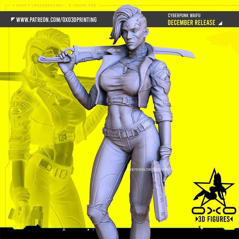 Miniaturbild: CyberPunk Waifu - 1 Unpainted Large Scale 3D Resin Printed Model Kit +Base - OXO