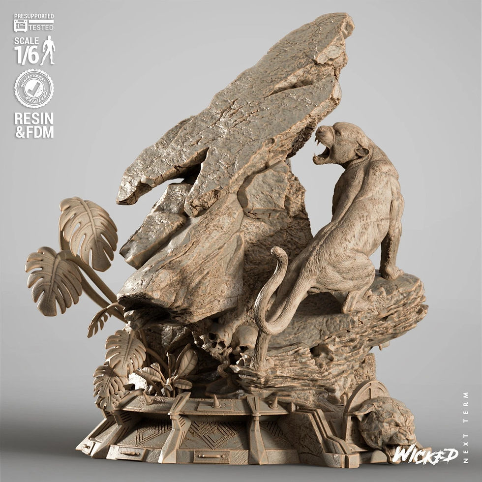 Miniature : Black Panther VS Predator Diorama - 1 Unpainted Large 3D Resin Printed Model Kit