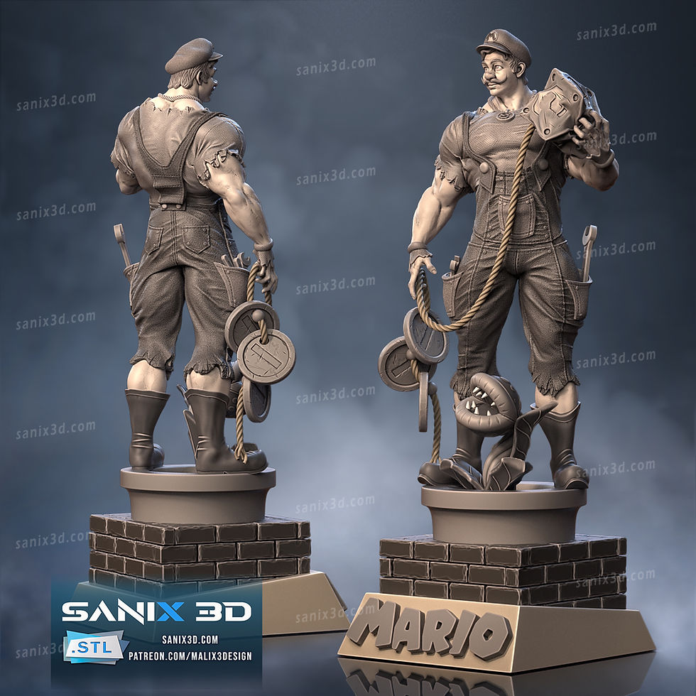 Thumbnail: MARIO - 1 x Unpainted Large Scale 3D Resin Printed Model Kit and Base - SAN
