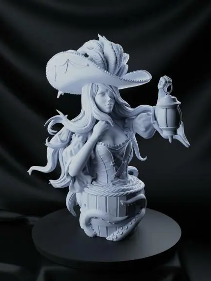 サムネイル： 海賊王女の胸像 - 大型3D樹脂モデルキットとベース1個 - 2サイズ - NR
