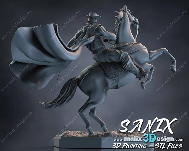 Miniatura: Zorro montado - 2 kits de modelos de resina 3D a gran escala sin pintar y base - SAN