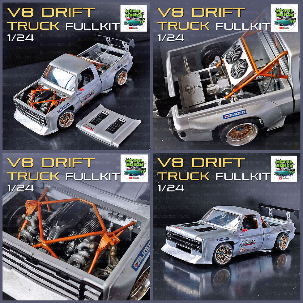 Thumbnail: V8 Drift Truck in RHD or LHD - 3D Printed Resin Model Kit 1/24 - 1/25 Scales BB