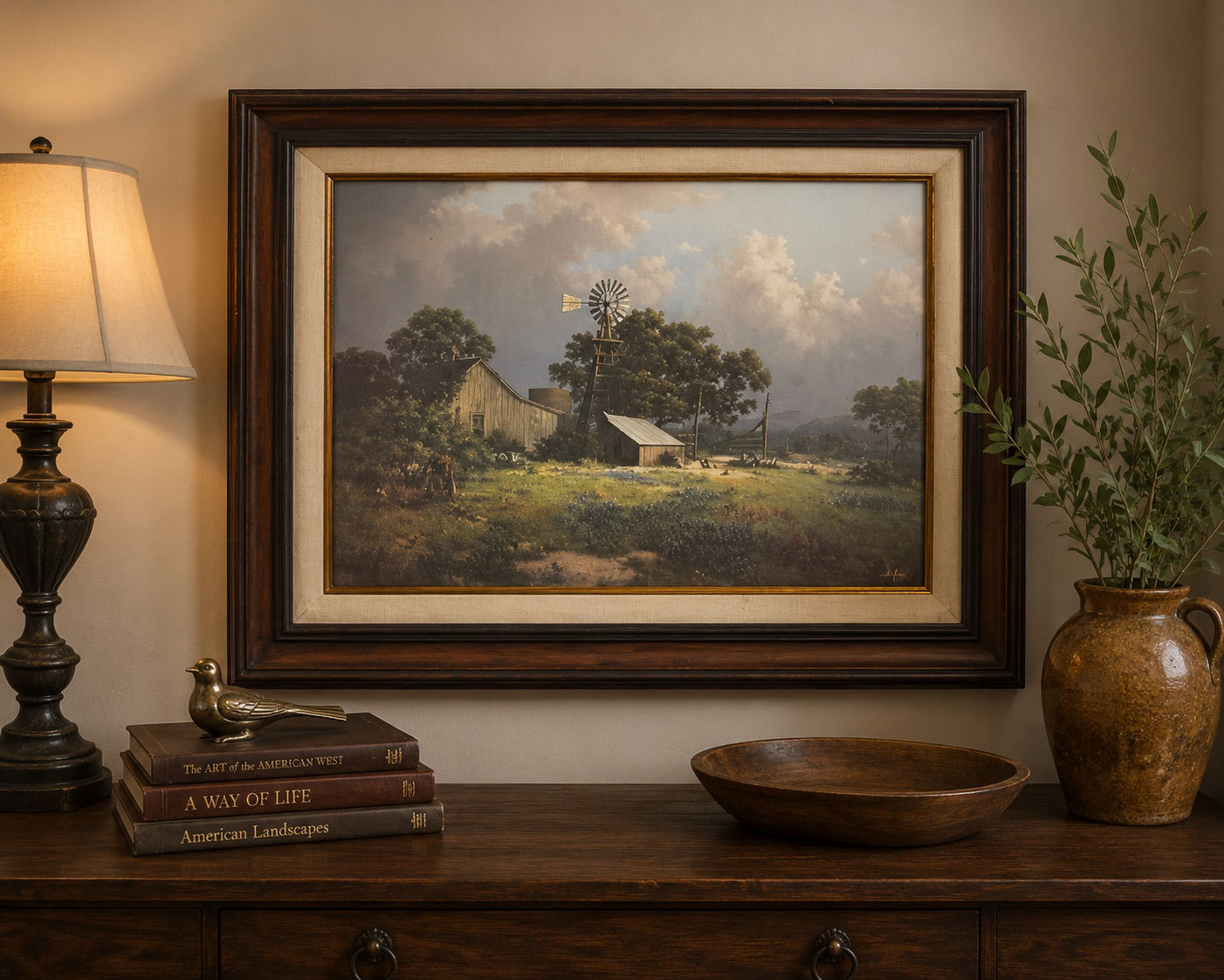 Dalhart Windberg “Springtide” Framed Print/Texas Landscape – 25” × 31.5”