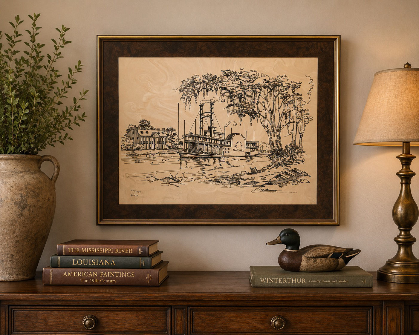 Floyd Sonnier “Natchez” Limited Edition Etching on Cultured Marble – 1975 – #441