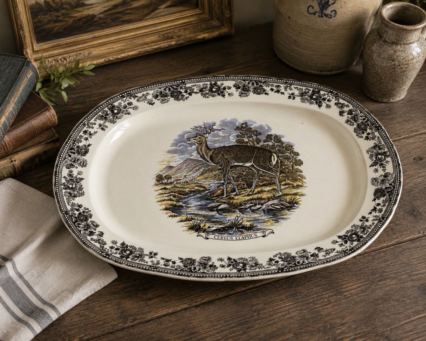 Churchill “Vintage Game” Oval Serving Platter – Cervus Elaphus (Red Deer)