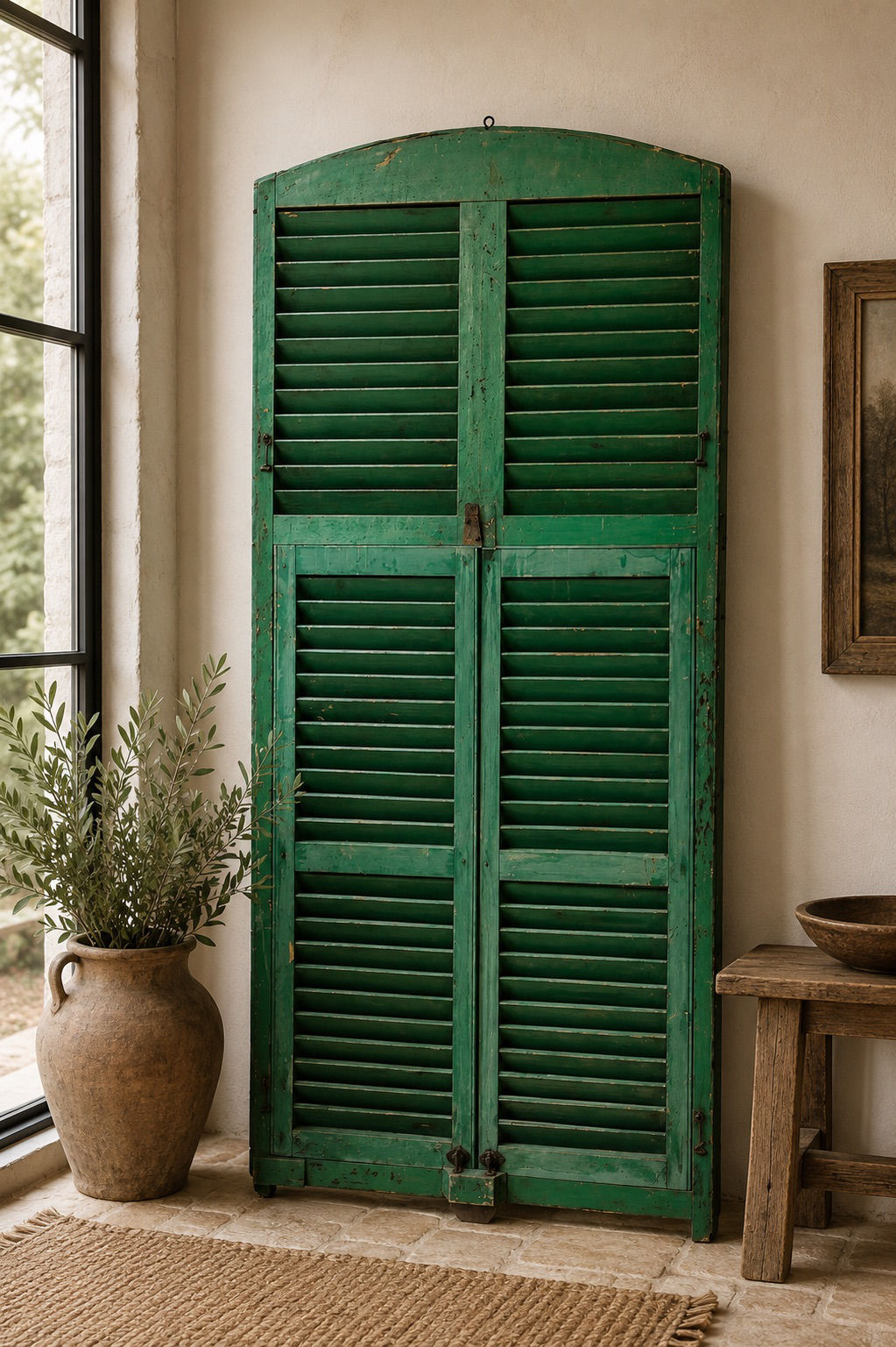 Antique Arched Louvered Shutter Door/Window Shutters/Architectural Salvage