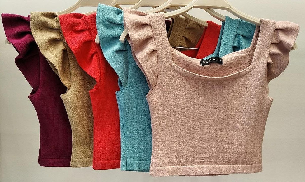 Thumbnail: Milly Knit Cropped Top Frill Shoulder
