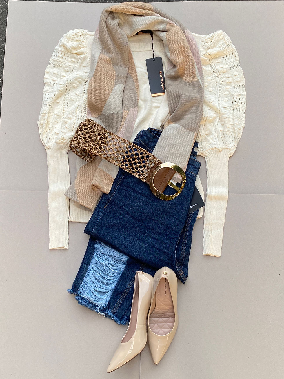 Thumbnail: Scarf Beige Multicoloured