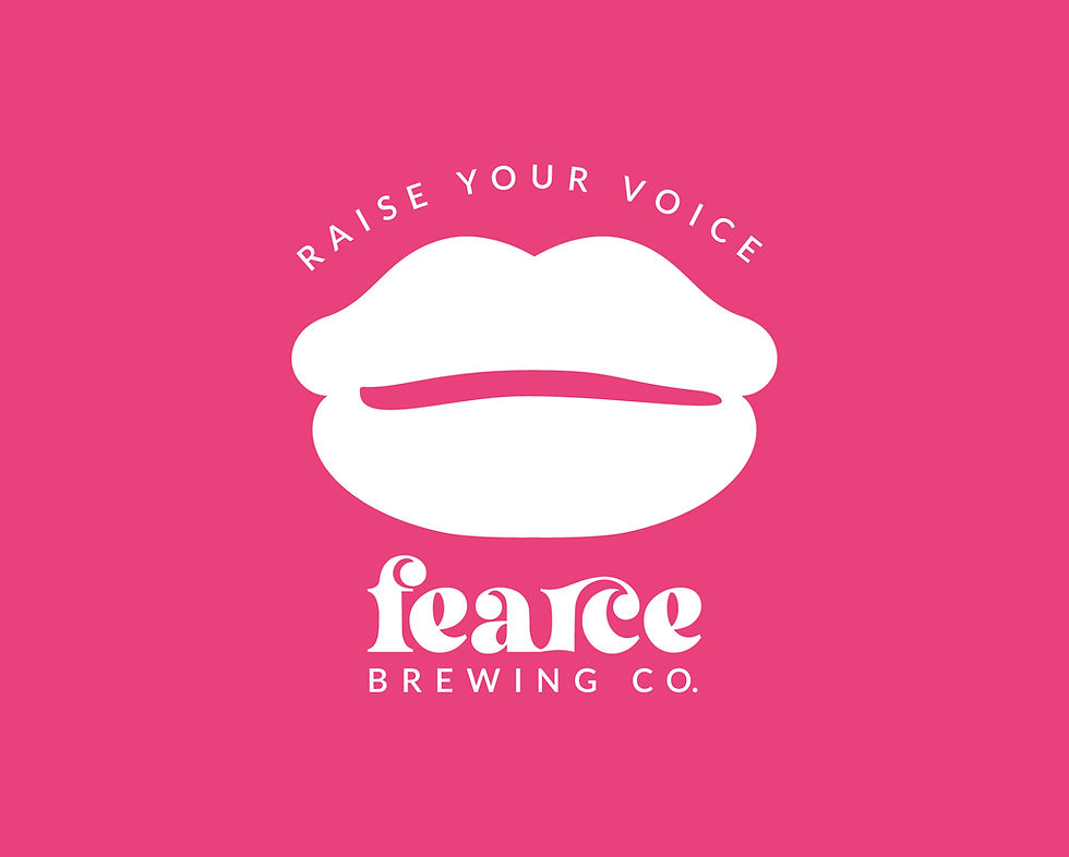 Fearce Brewery white logo design with pink background