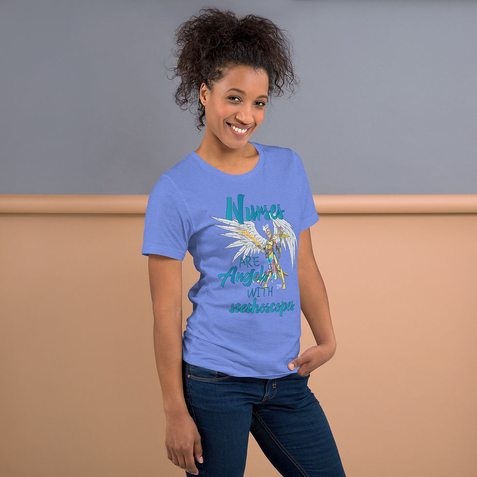 Thumbnail: Nurses are Angels with Stethoscopes | Unisex T-shirt (Light & Bright)