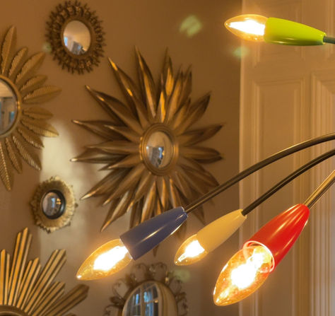 Le Temps Retrouvé, demeure privée & spa, chambres d'hôtes, Sarlat, décoration, goût, charme, oeils de sorcière, lustre vintage, éclairage salon