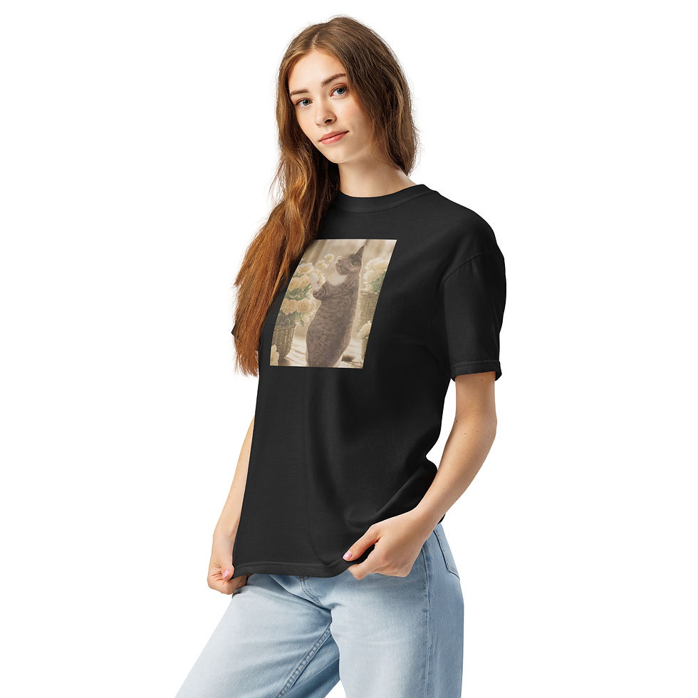 Thumbnail: Cat Graphic Tee, Unisex Garment-dyed Heavyweight  100% Cotton T-shirt