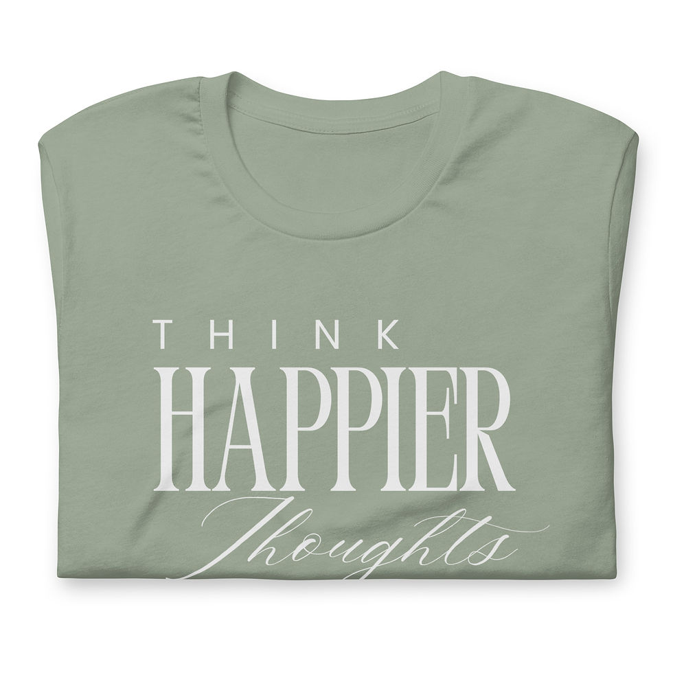 Thumbnail: Think Happier Thoughts Tee, 100% Cotton, Soft Comfortable T-shirt