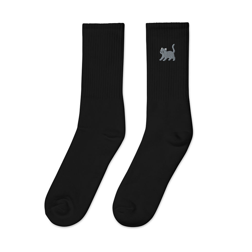 Thumbnail: Embroidered Cat Socks, Unisex High Quality Comfort US-made Embroidered Socks