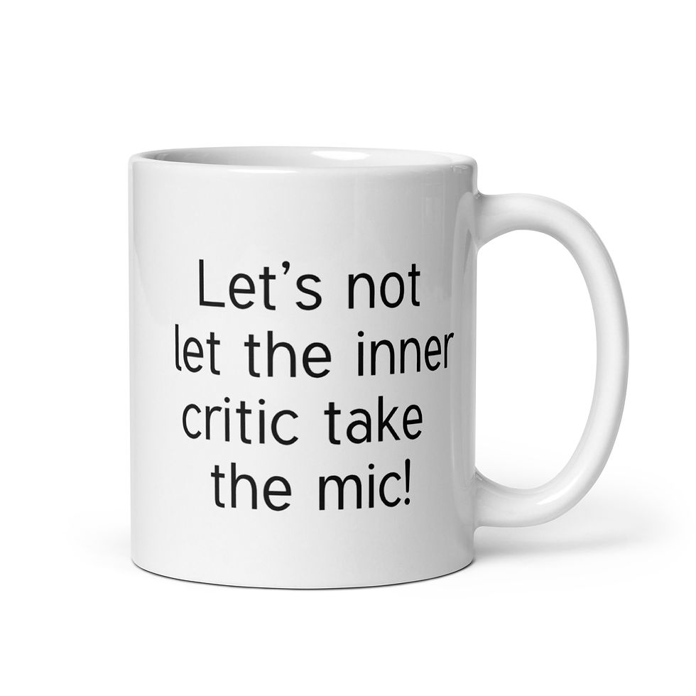 Thumbnail: Inner Critic Quote Mug, White Glossy Ceramic 11oz Mug