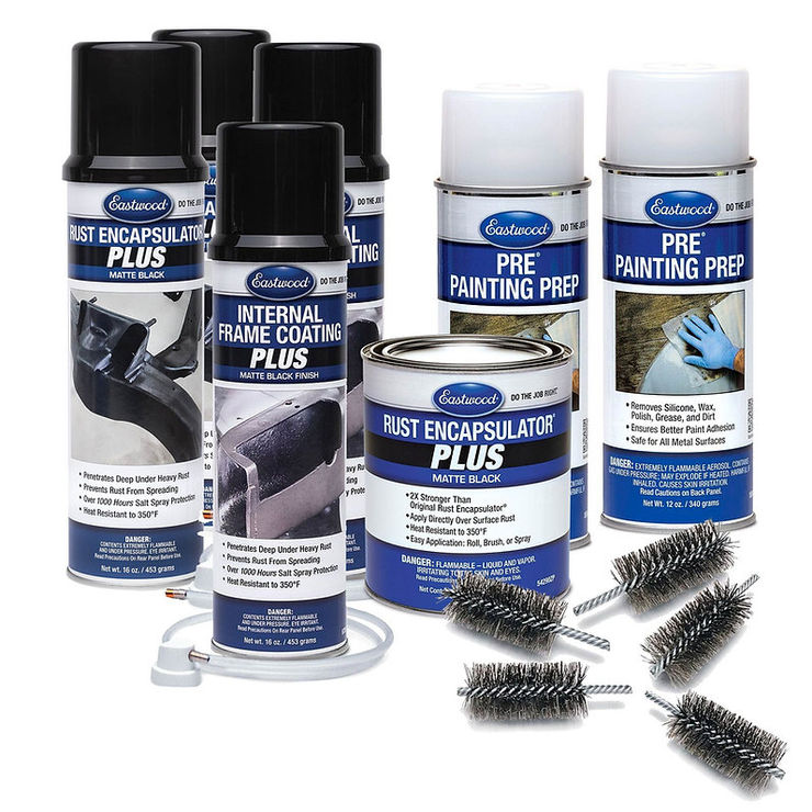 Industrial aerosol paint can coating for chassis rust protection.