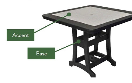 Diagram of an outdoor dining table showing accent and base color placement