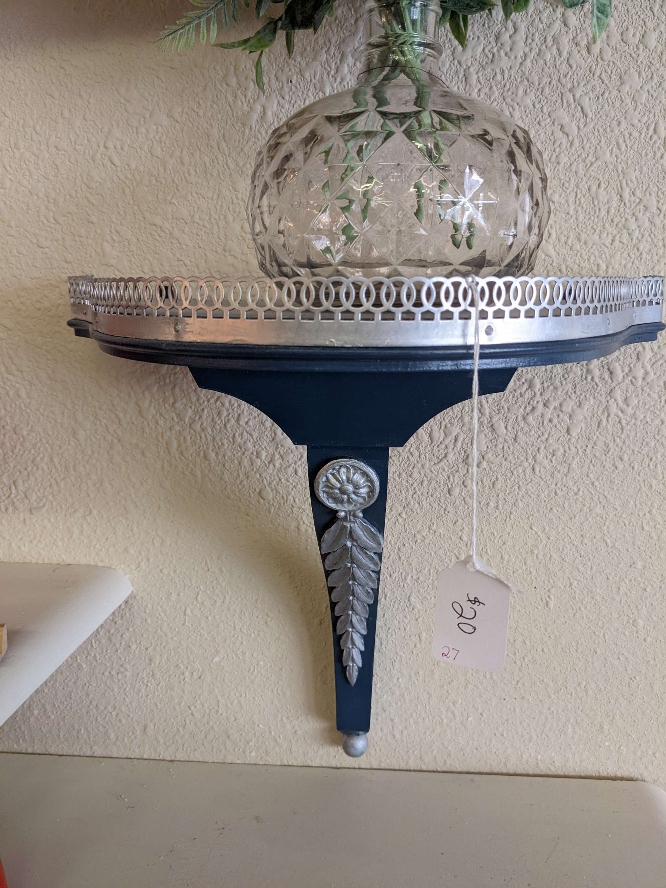 Blue and Silver Painted Shelf