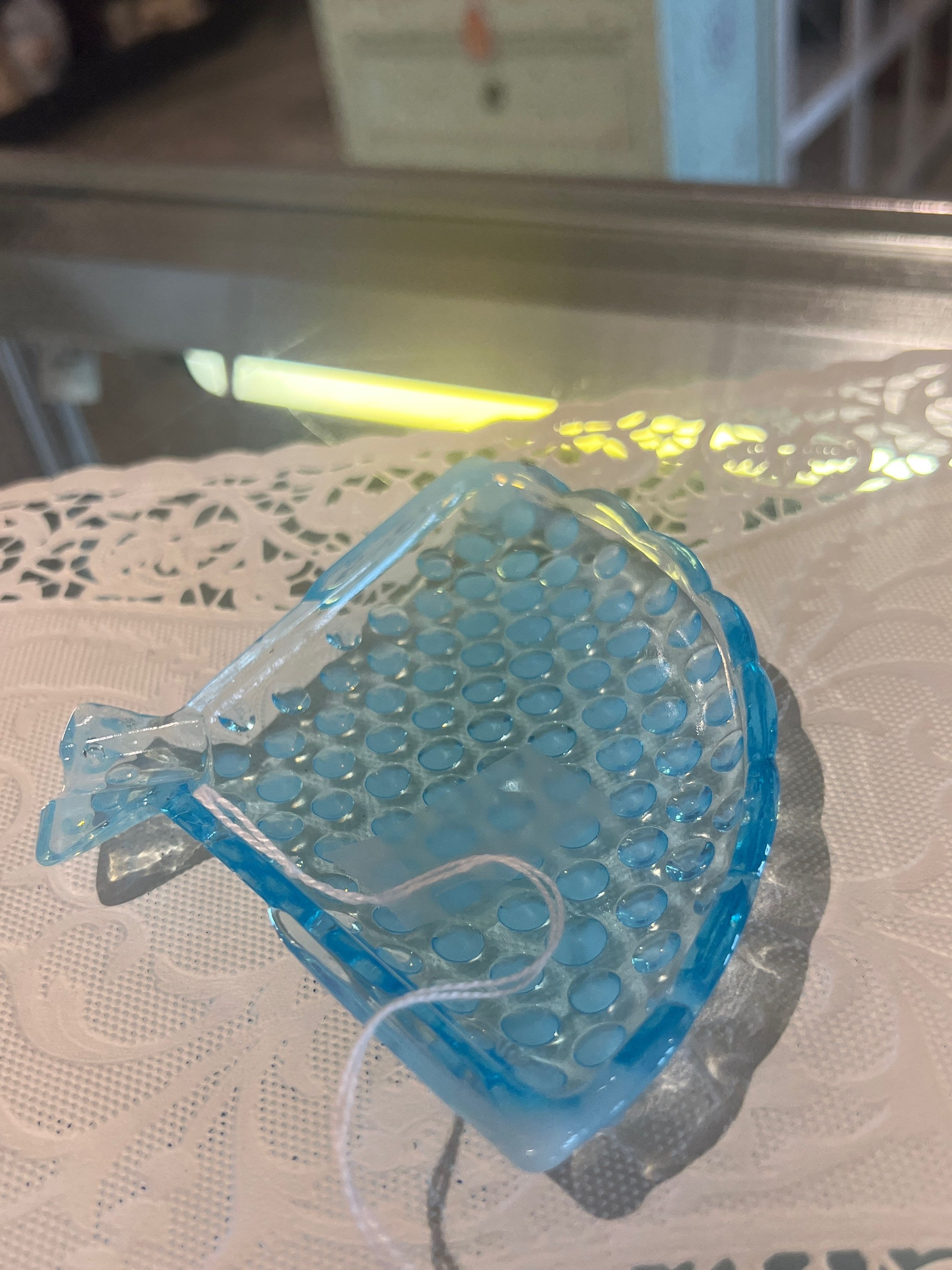 Fenton Blue Hobnail Fan