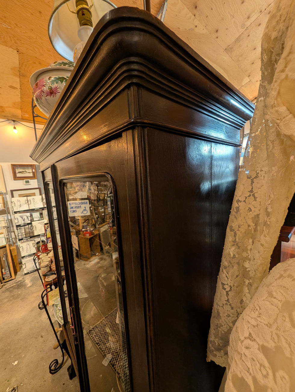 Thumbnail: 2 door, 4 shelf clawfoot dark walnut hutch