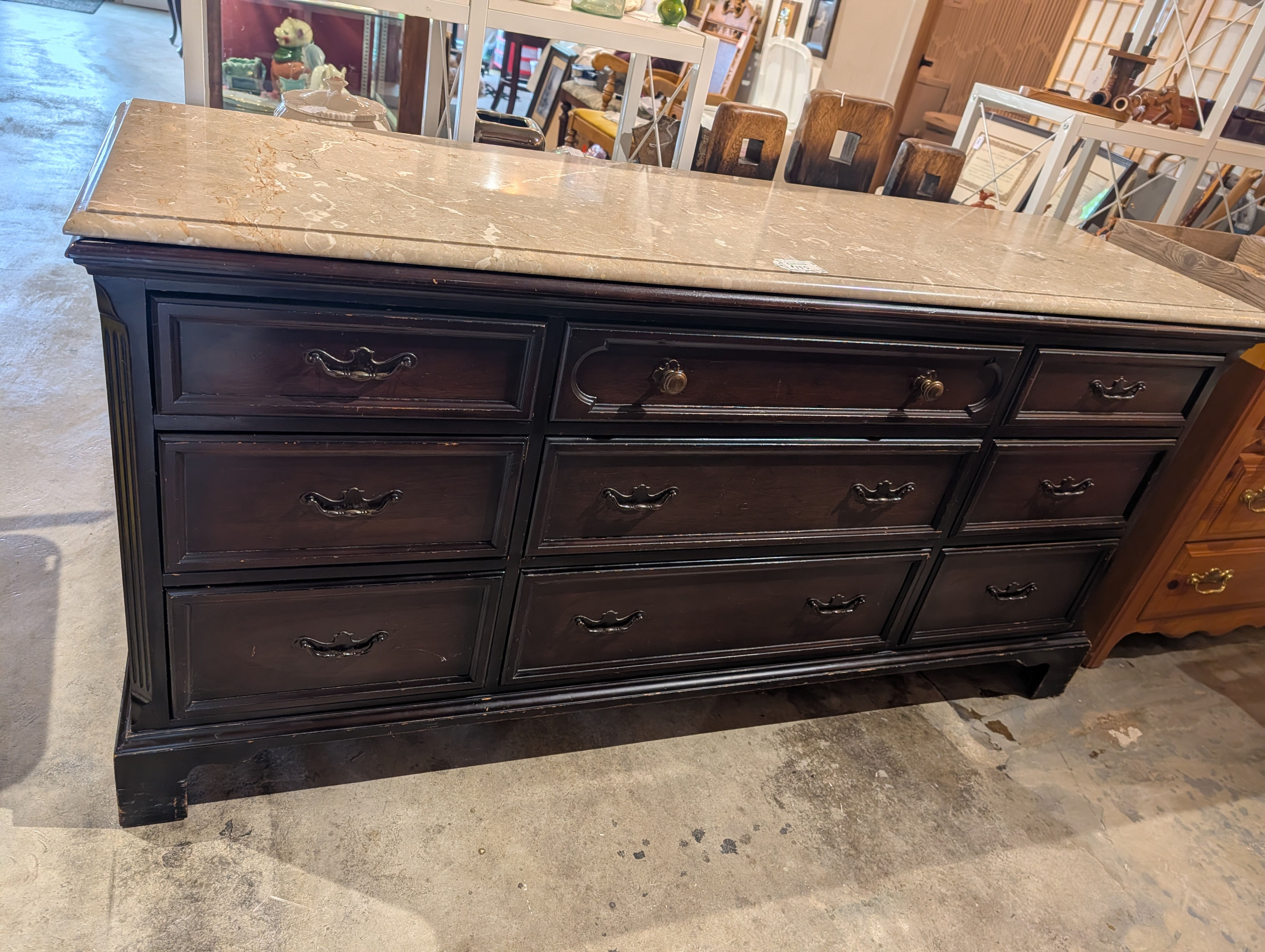 Marble Top 9 drawer dresser--Marble is cracked