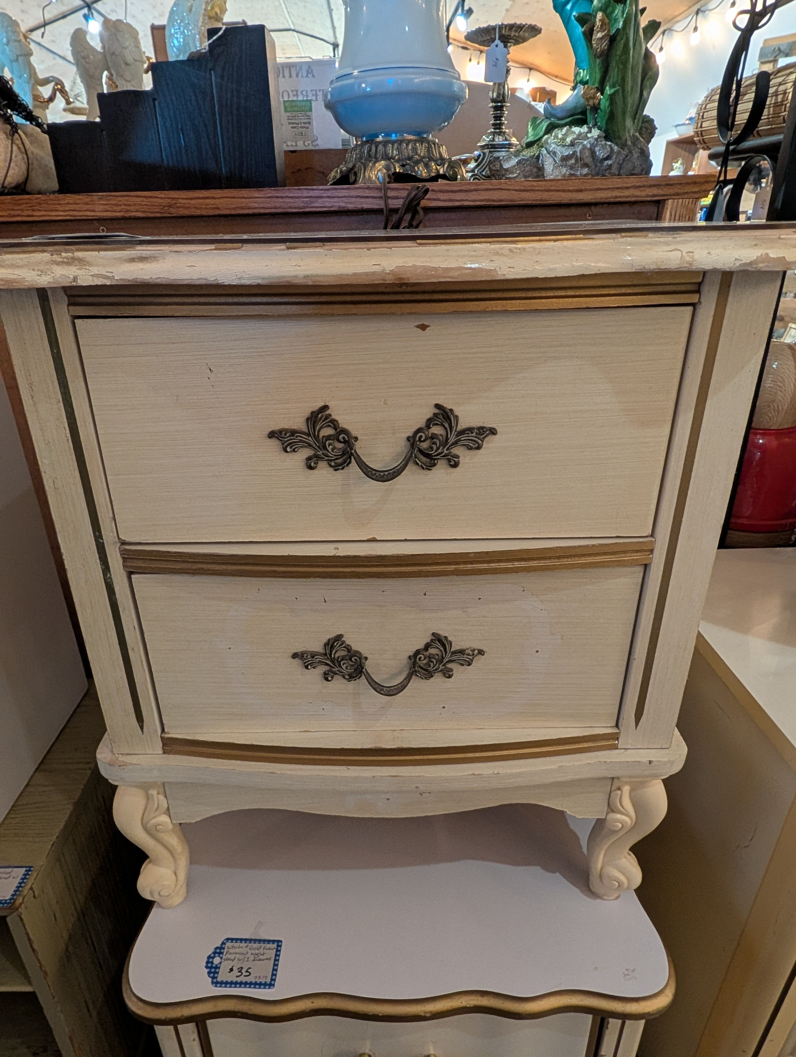 White and Gold French Provincial single night stand