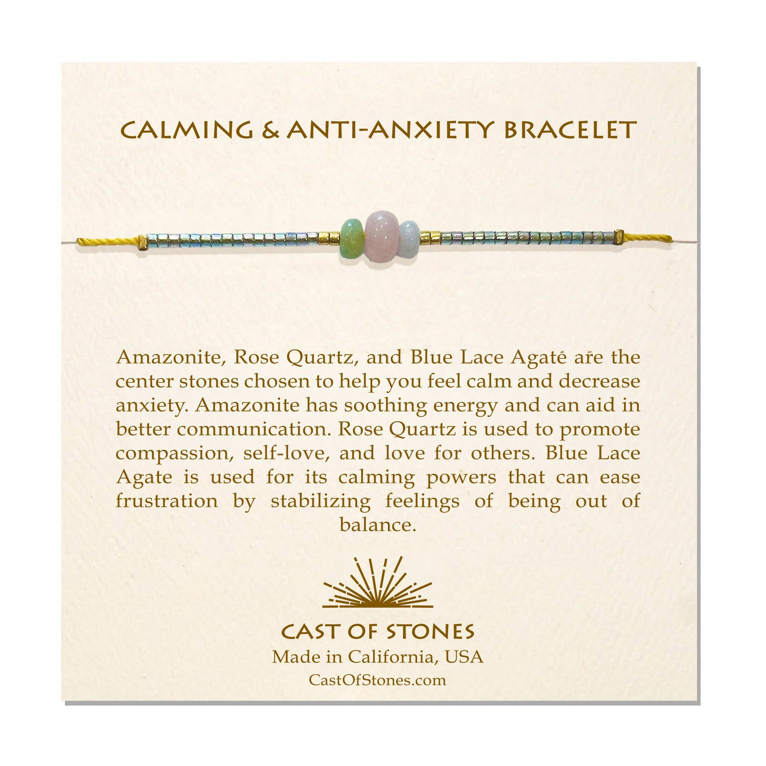 Gemstone Bracelet, Calming + Anti-Anxiety