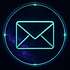 Teal envelope icon on a dark geometric background
